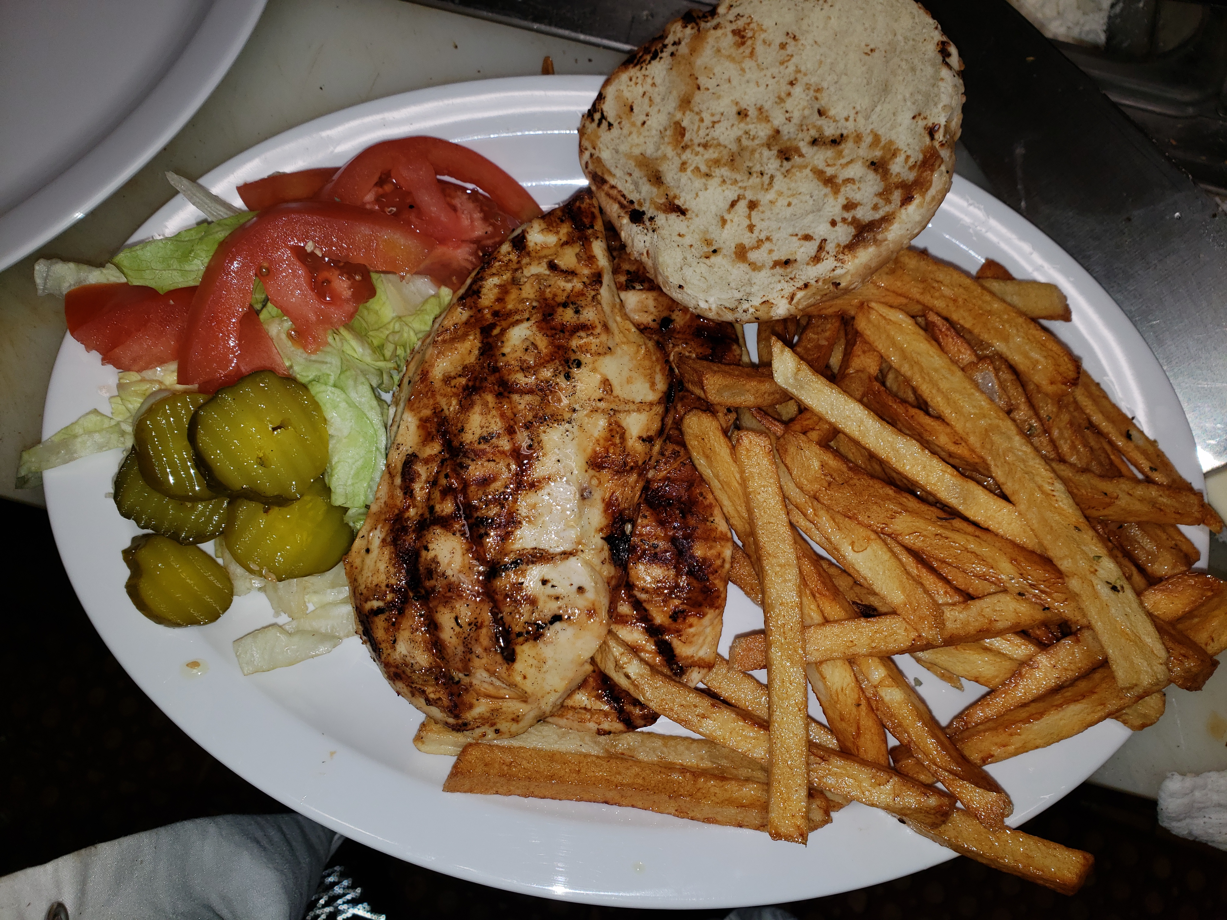 Order 1/2 lb. Chicken Burger Deluxe food online from Georges Souvlaki Of Astoria & More store, Brooklyn on bringmethat.com