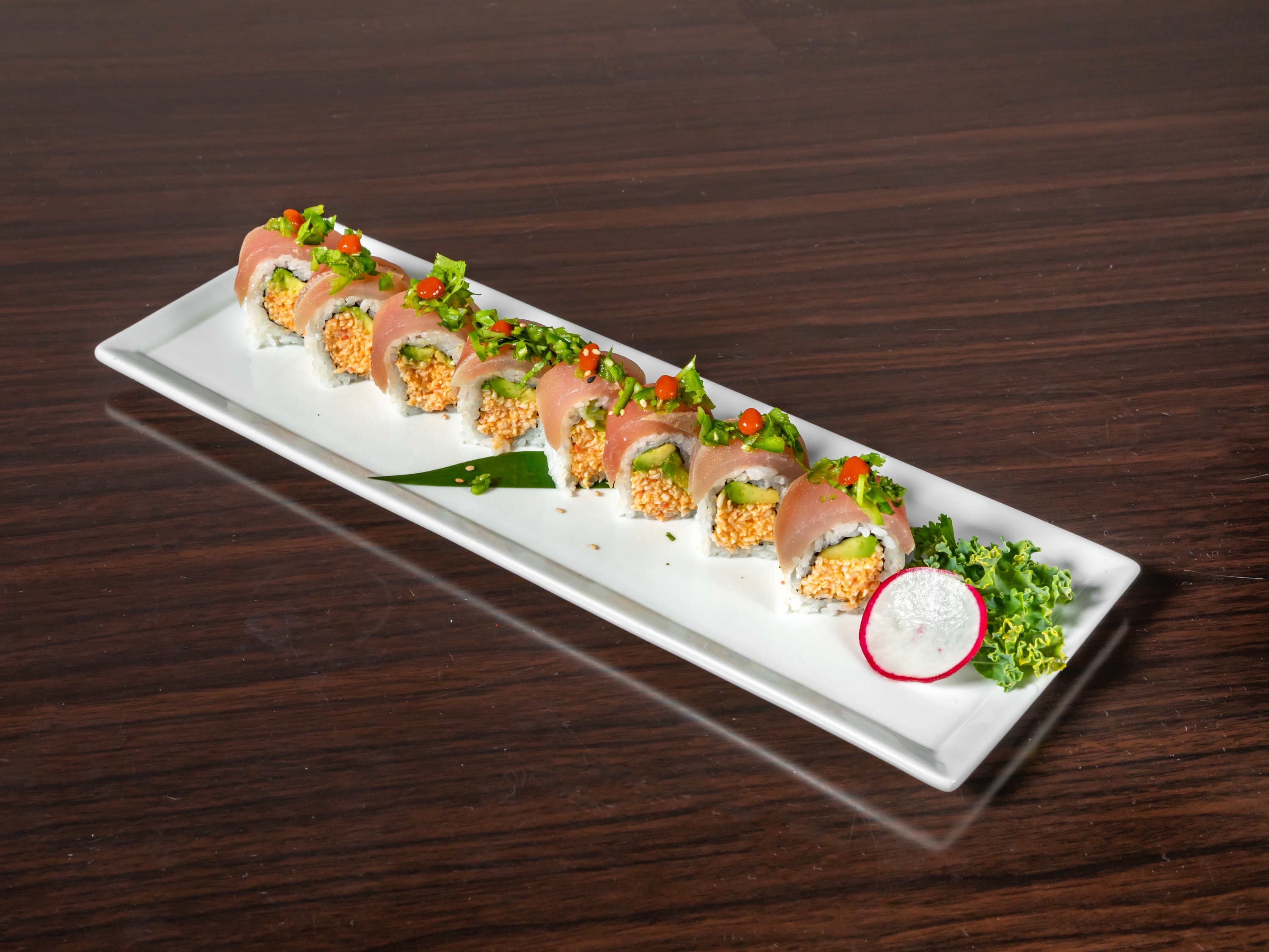 Order Albacore Surprise Roll food online from Hotto Sushi store, Orange on bringmethat.com