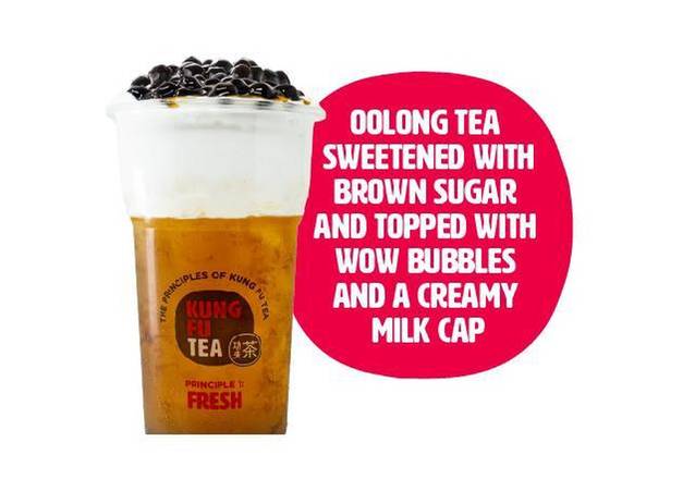 Order Oolong Tea Wow Milk Cap food online from Kung Fu Tea store, Burke on bringmethat.com