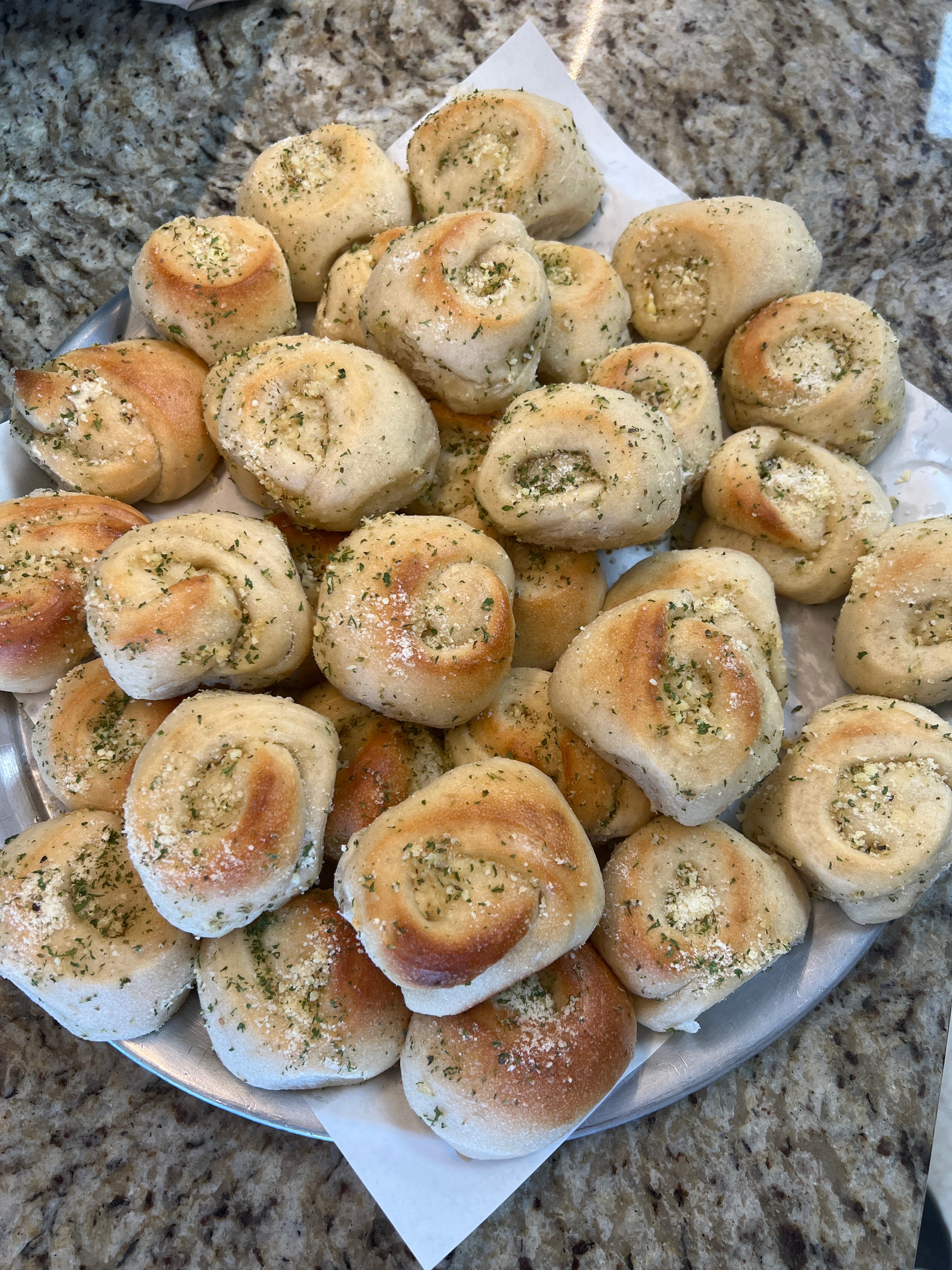 Order Garlic Knots with Sauce - 5 Pieces food online from Anthony Pizzeria store, Wind Gap on bringmethat.com