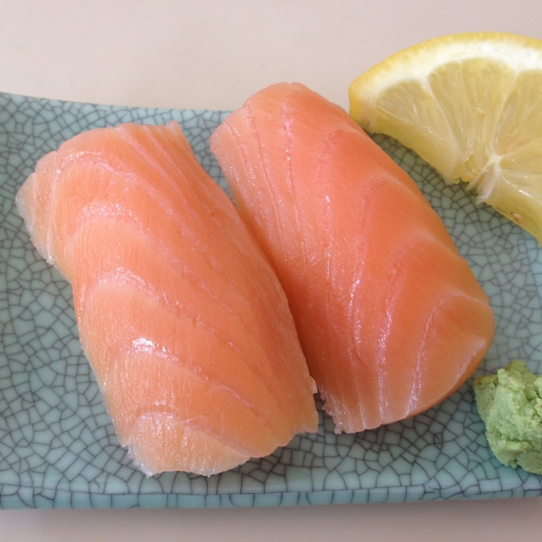 Order 1214. Smoked Salmon Nigiri Sushi food online from Yama Sushi Restaurant store, San Francisco on bringmethat.com
