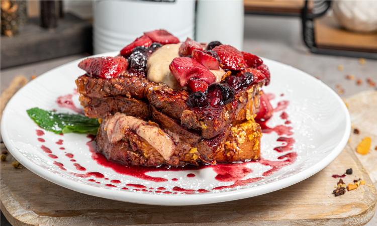 Order *Banana Berry Crunch French Toast food online from Eggsperience Breakfast & Lunch store, Wheeling on bringmethat.com