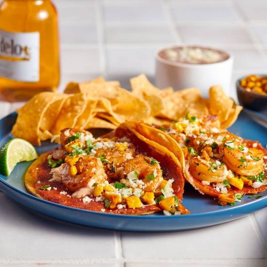 Order Mexican Street Corn Shrimp Two Taco Plate food online from Rubio's store, El Cajon on bringmethat.com