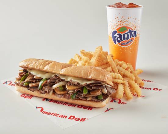 Order Philly (Fries + Drink) food online from American Deli - Perry store, Perry on bringmethat.com