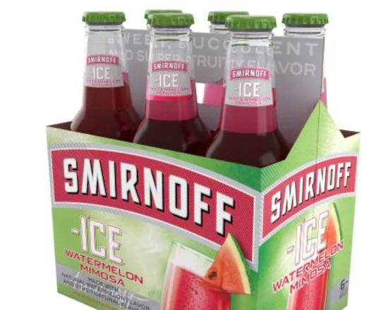 Order Smirnoff Ice Malt Beverage, Watermelon Mimosa 6 pk 11.2 oz bottles food online from Starway Liquor store, Bell Gardens on bringmethat.com