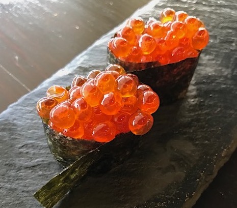 Order Salmon Roe (Ikura) Sushi (2pc) food online from Moto Azabu Sushi Bar & Grill store, Marina Del Rey on bringmethat.com