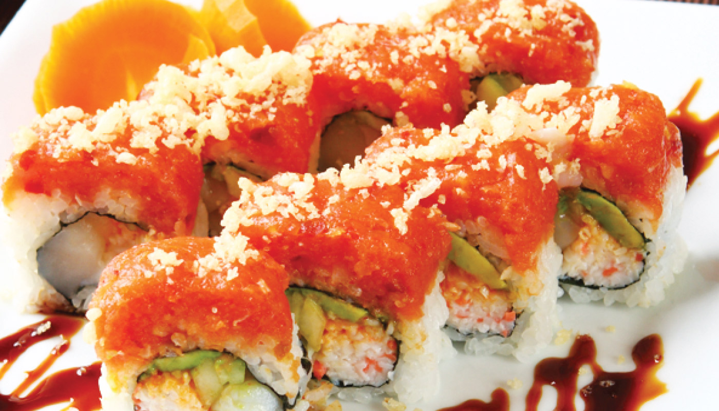Order F7. Fire Cracker Roll food online from Ami Sushi store, Westwood on bringmethat.com