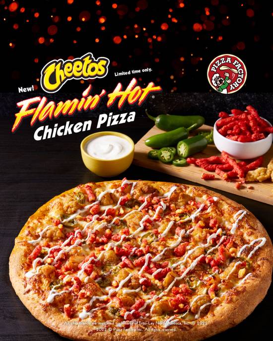 Order Flamin' Hot Cheetos Chicken Pizza food online from Pizza Factory store, Monterey on bringmethat.com