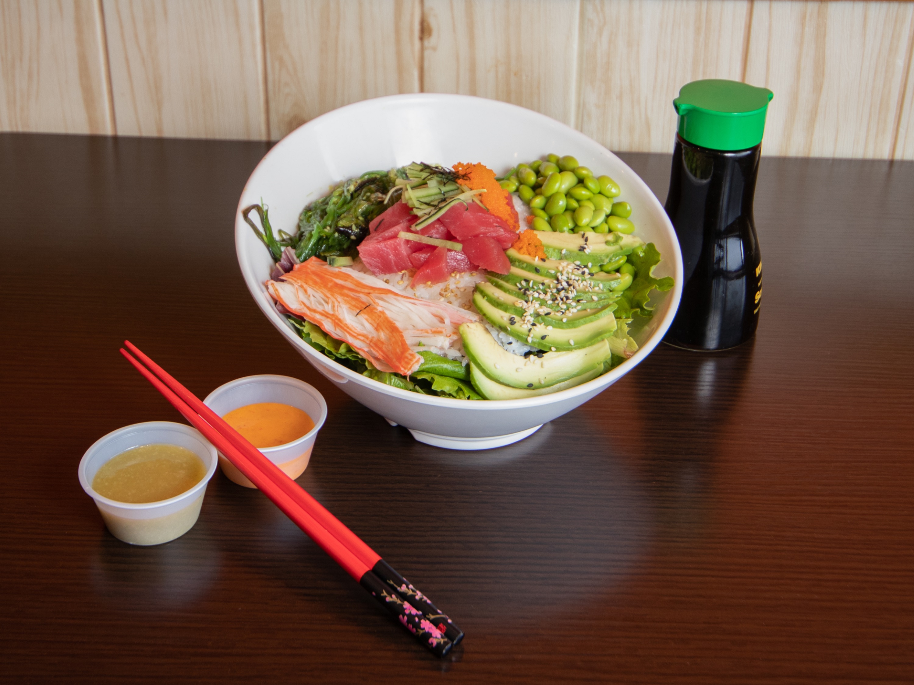 Order 32 oz. Marinated Poke Bowl food online from Hachi Sushi store, Loves Park on bringmethat.com