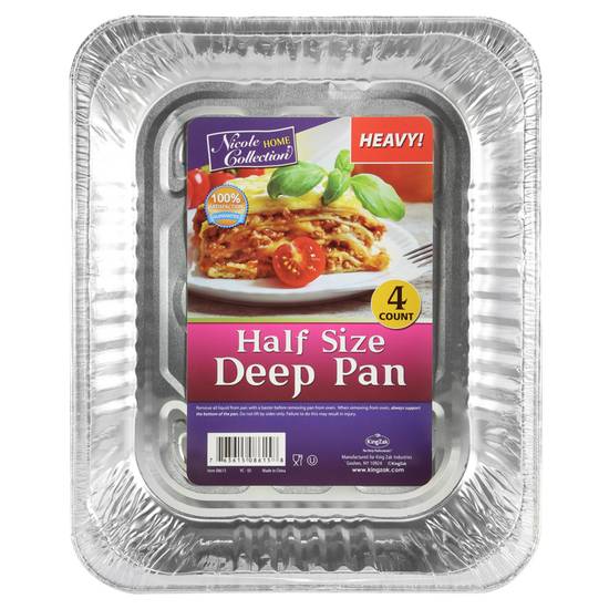 Order Nicole Home Collection Half-Size Deep Aluminum Pan 4pk food online from Everyday Needs by Gopuff store, Tracy on bringmethat.com