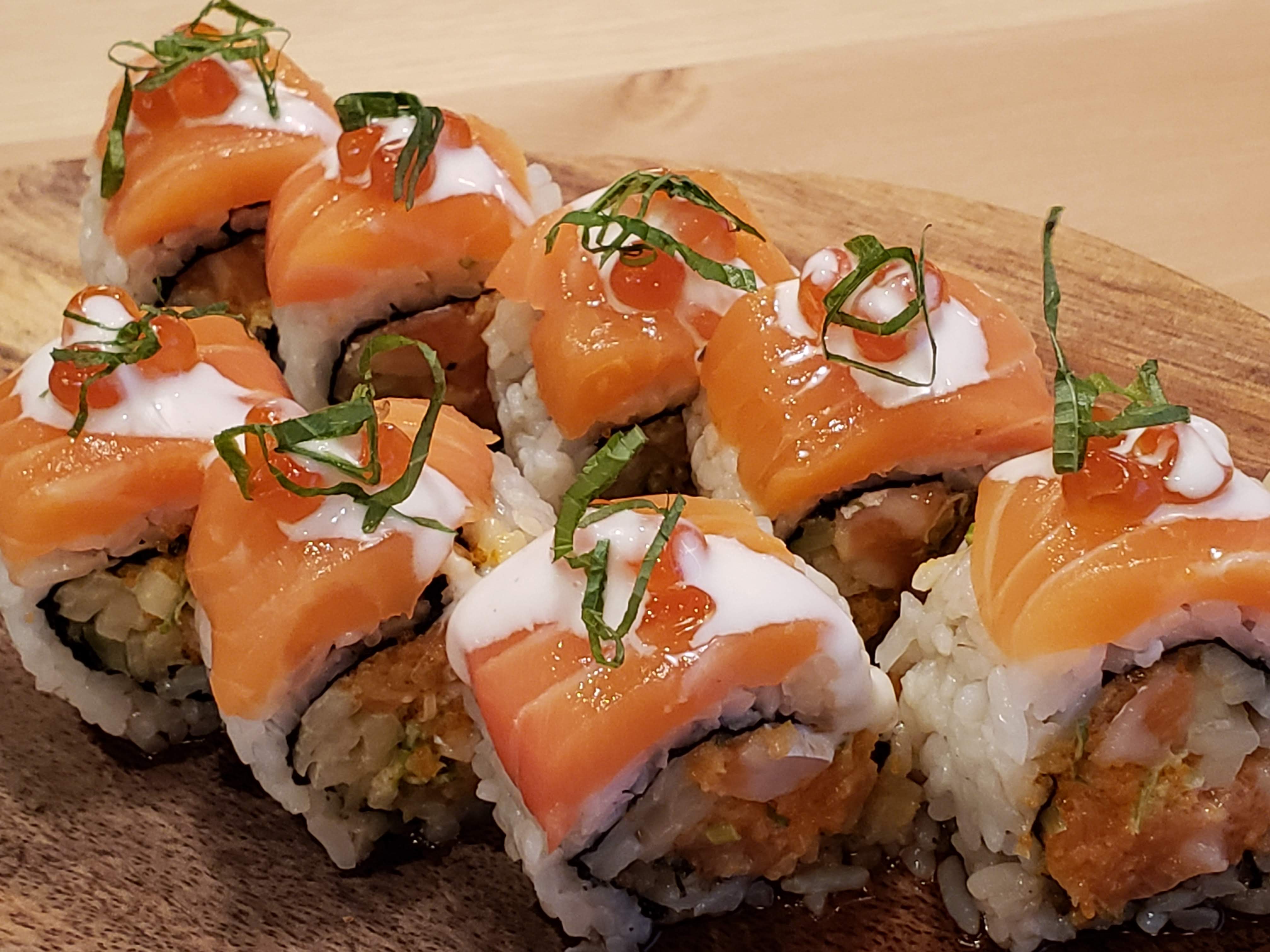 Order Salmon Lover Special Roll food online from Nikko Sushi store, Arlington Heights on bringmethat.com