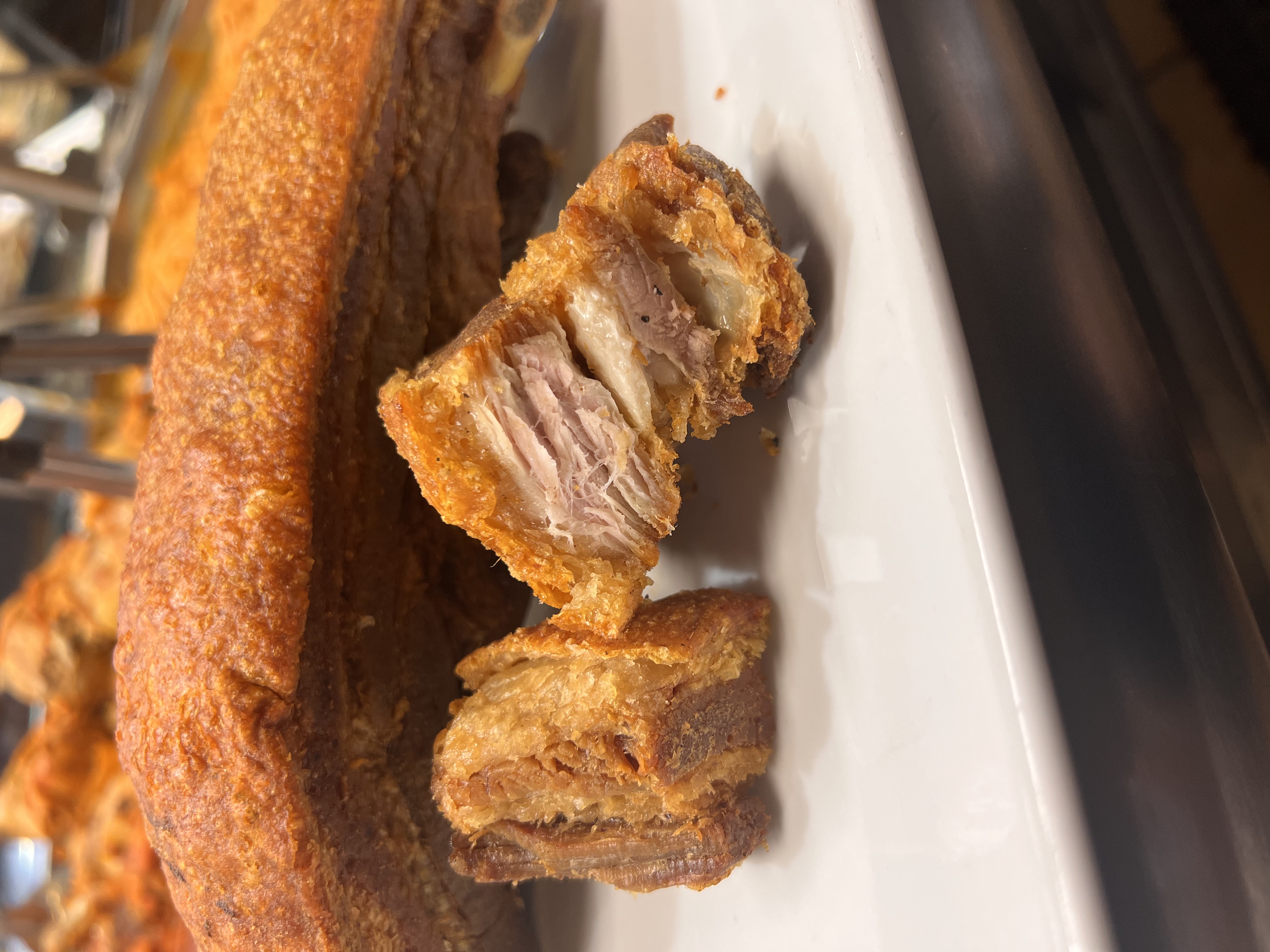 Order 1 lb. Chicharron  (Fried Pork Skin) food online from Lula's Latin Cuisine store, Bergenfield on bringmethat.com
