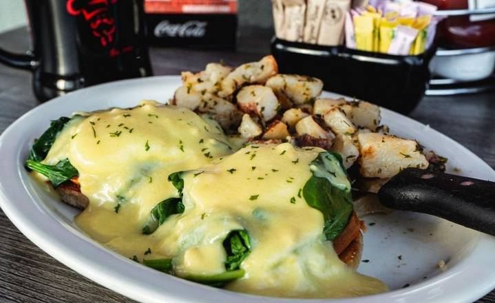 Order Florentine Benedict - OO food online from Biscuits Cafe store, Glendale on bringmethat.com