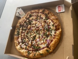 Order BBQ Chicken Pizza food online from Baja Giant Piza store, San Diego on bringmethat.com