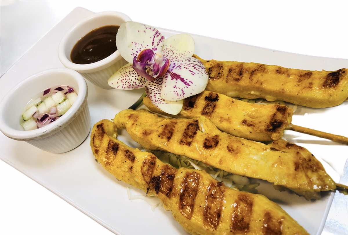 Order A13.a. Chicken Satay food online from Bangkok Orchid Thai Restaurant store, Irving on bringmethat.com