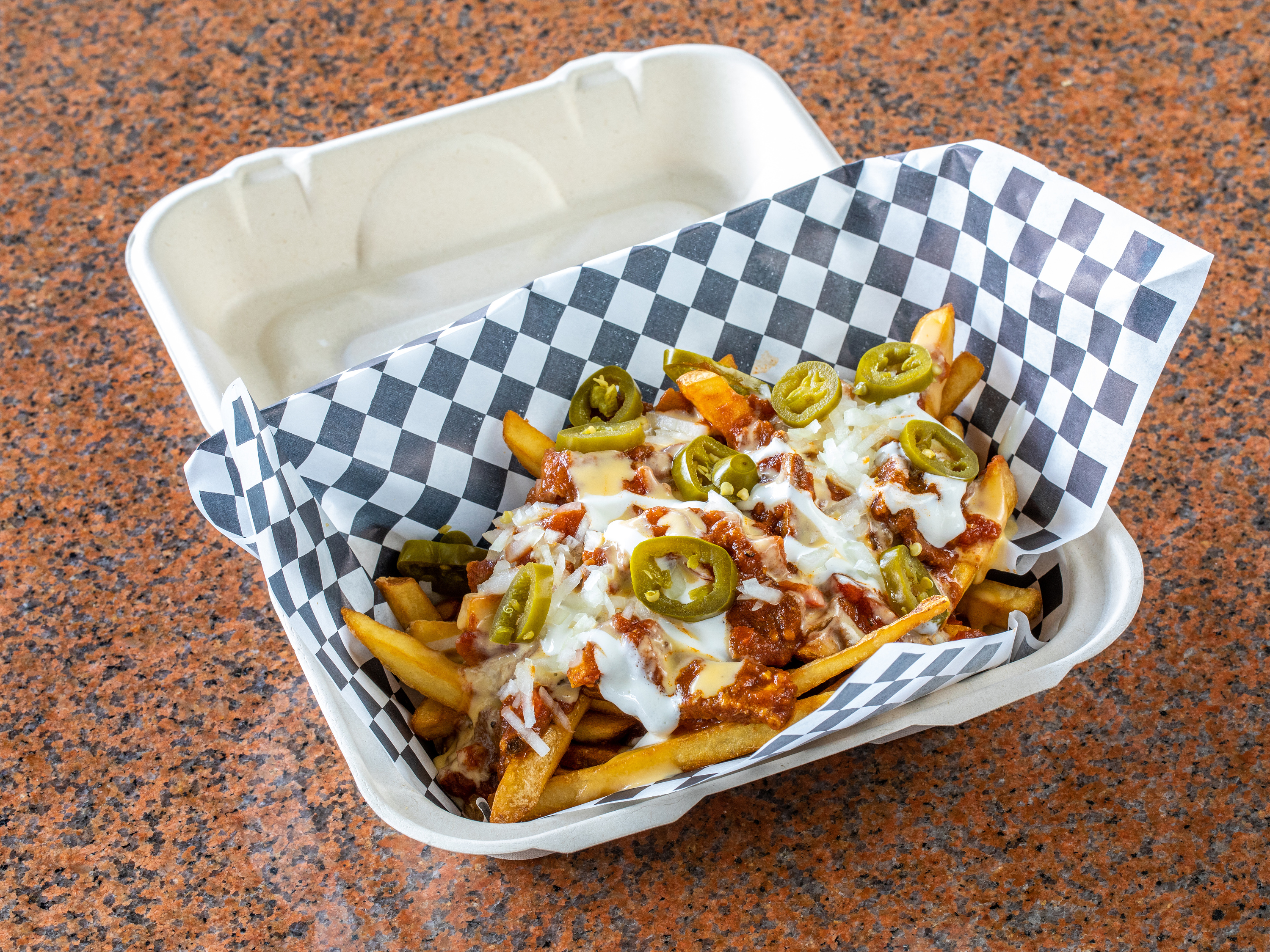 Order Spicy Brisket Chili Fries food online from Chicken and Brisket store, Honolulu on bringmethat.com