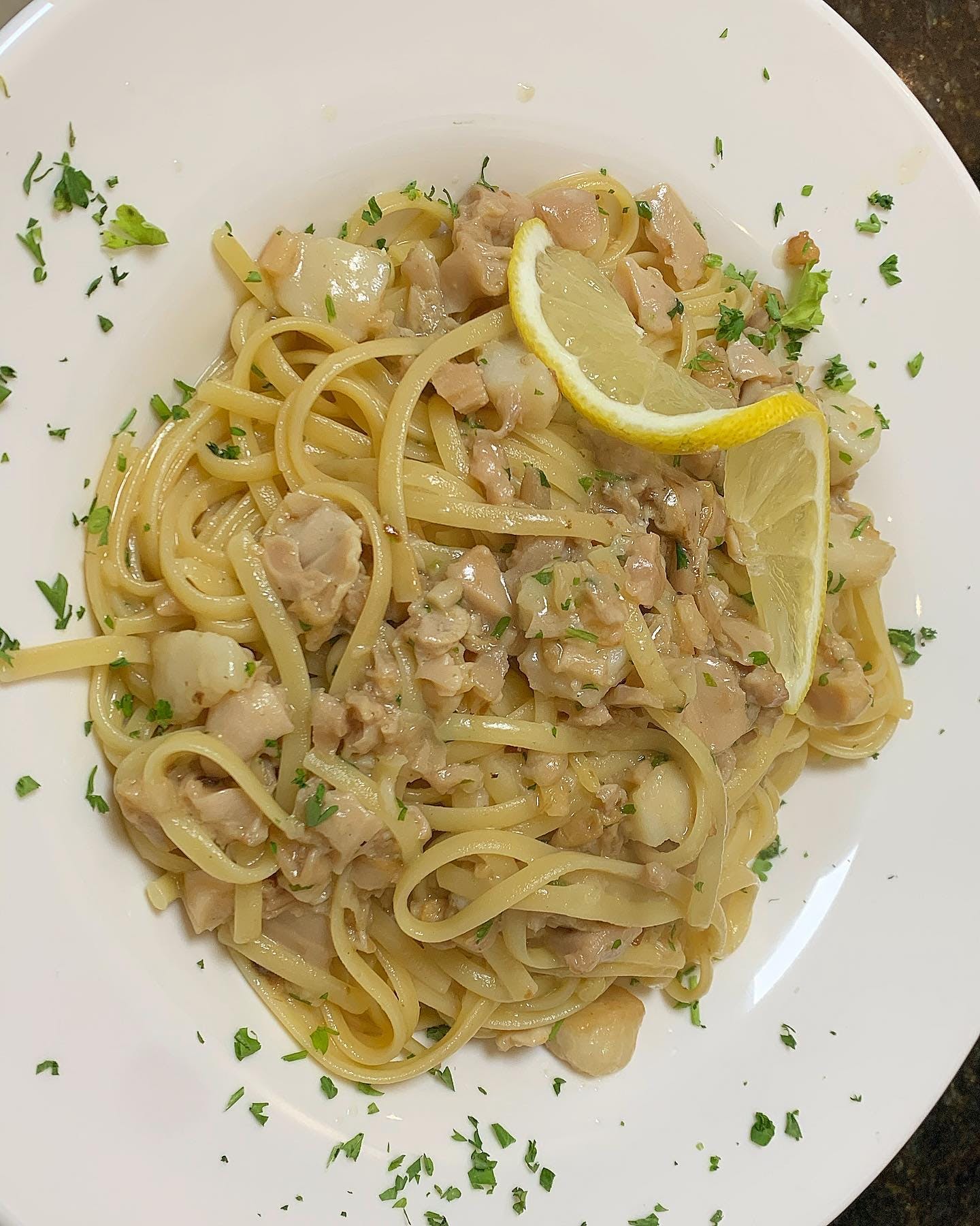 Order Linguini with White Clam Sauce - Pasta food online from Gaby's Pizza & Grill store, Saddle Brook on bringmethat.com