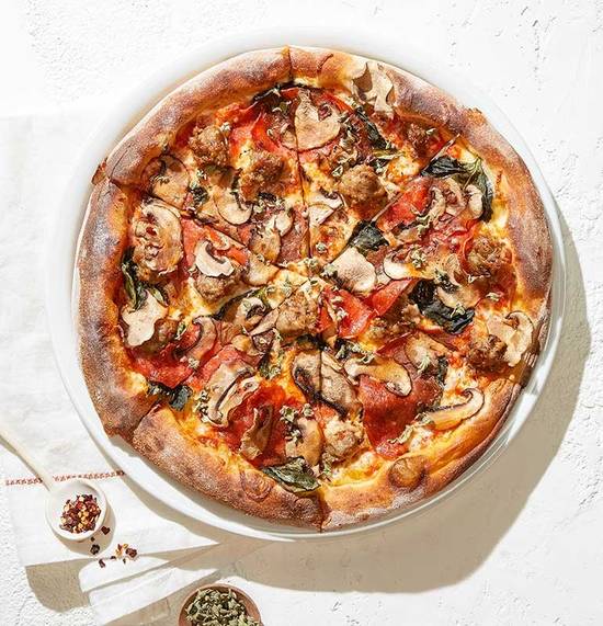 Order MUSHROOM PEPPERONI SAUSAGE food online from California Pizza Kitchen store, San Diego on bringmethat.com