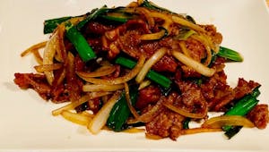 Order D04. Beef with Onion & Scallions food online from Andorra Ping Pong Restaurant store, Philadelphia on bringmethat.com