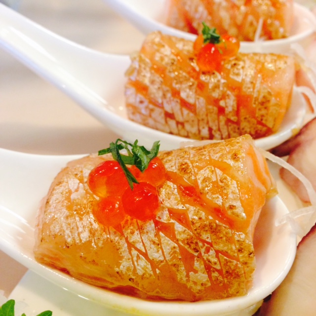 Order 2 Piece Seared Salmon Belly food online from Panida thai & sushi bar store, Rockville on bringmethat.com
