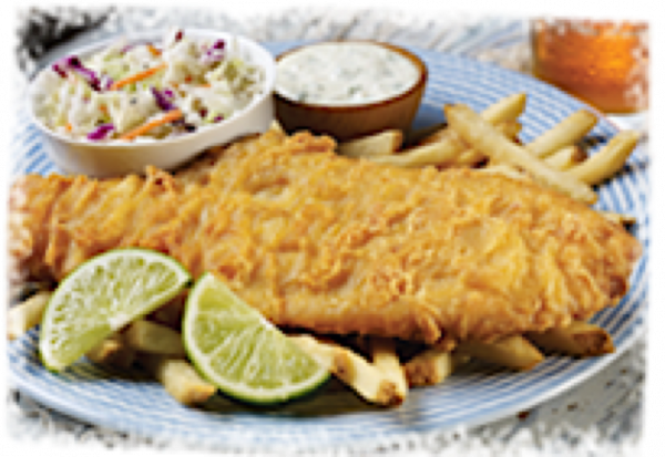 Order Yuengling® Beer-Battered Fish & Chips food online from Hurricane Grill & Wings store, Newburgh on bringmethat.com