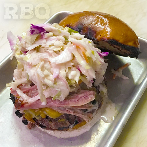 Order Pig Topper Burger food online from Rbq store, Rockaway Beach on bringmethat.com