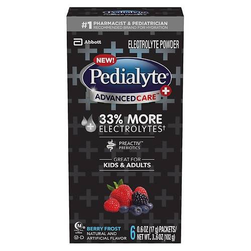 Order Pedialyte AdvancedCare Plus Electrolyte Powder Berry Frost - 0.6 oz x 6 pack food online from Walgreens store, CLEARWATER BEACH on bringmethat.com