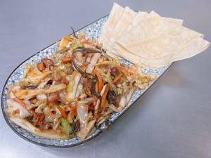 Order R10. Moo Shu Roasted Pork food online from China Hut store, Chicago on bringmethat.com