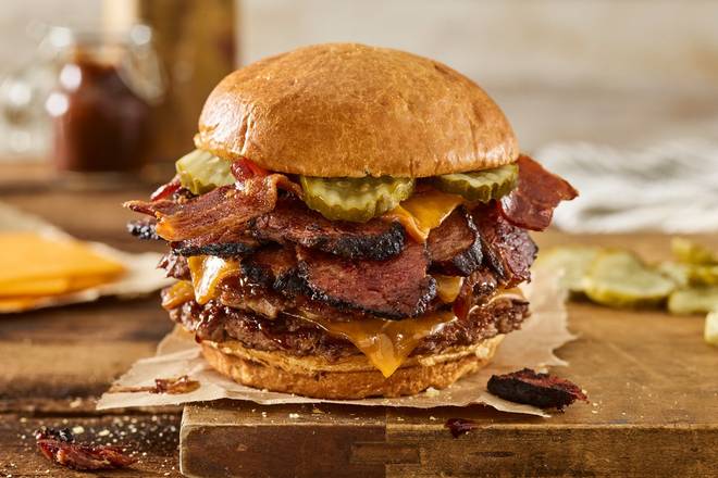 Order DOUBLE SMOKED BACON BRISKET BURGER food online from Smashburger store, Boulder on bringmethat.com