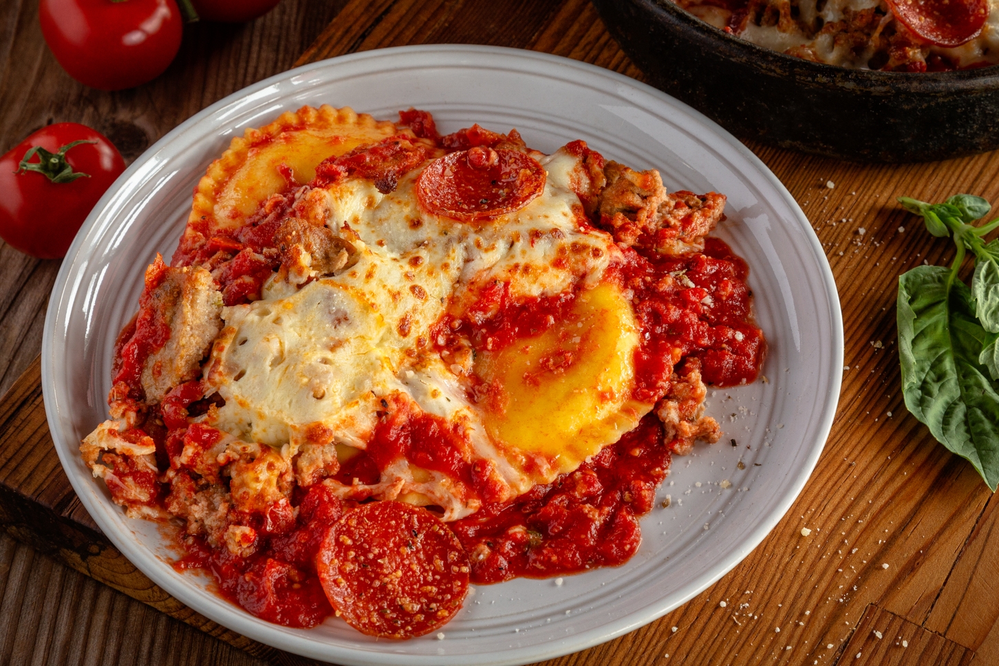 Order Deep Dish Ravioli Meat “lasagna” food online from Uno Chicago Grill store, Maple Shade Township on bringmethat.com