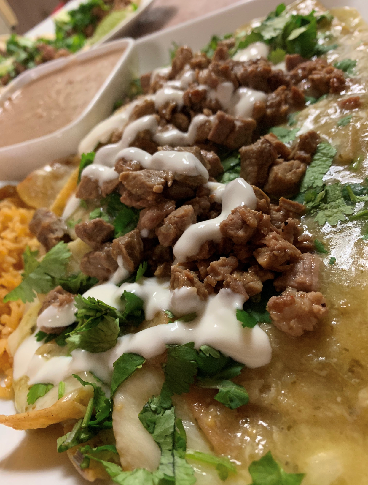 Order Chilaquiles with Meat Breakfast food online from Senor Lopez Mexican Restaurant store, Detroit on bringmethat.com
