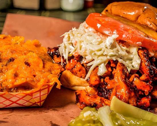 Order BBQ Pulled Chicken Sandwich food online from The Smoke Pit store, Monroe on bringmethat.com