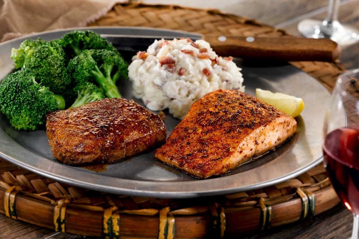 Order Steak & Grilled Atlantic Salmon* food online from Ocharleys store, Fayetteville on bringmethat.com