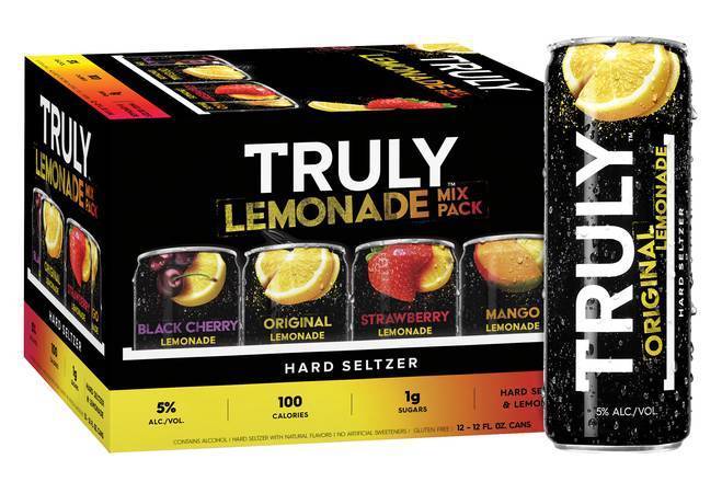 Order Truly Hard Seltzer Lemonade Mix Pack Can Al Slim 12pk/12 fl oz (5.0% ABV) food online from ampm store, SAN BRUNO on bringmethat.com