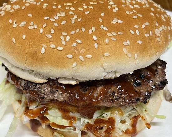 Order 18. Spicy BBQ Burger food online from Michael's Burgers store, Canoga Park on bringmethat.com