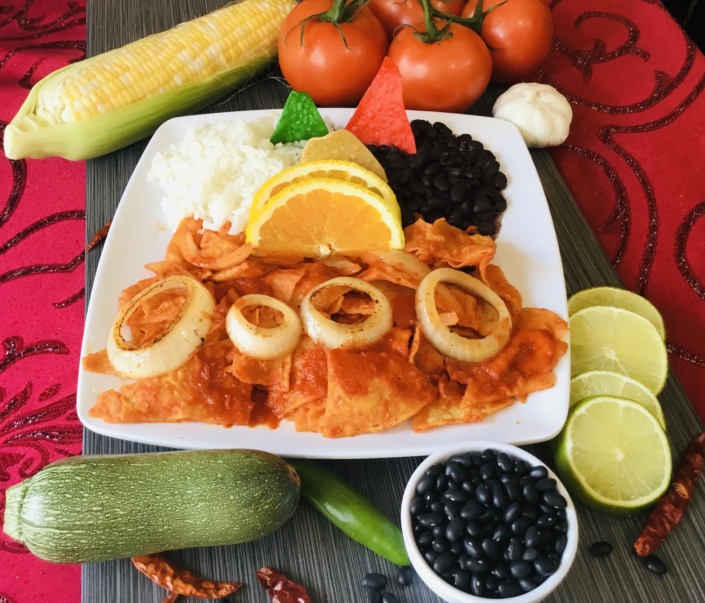 Order Vegan Red Chilaquiles food online from Curry Sabor store, Whittier on bringmethat.com