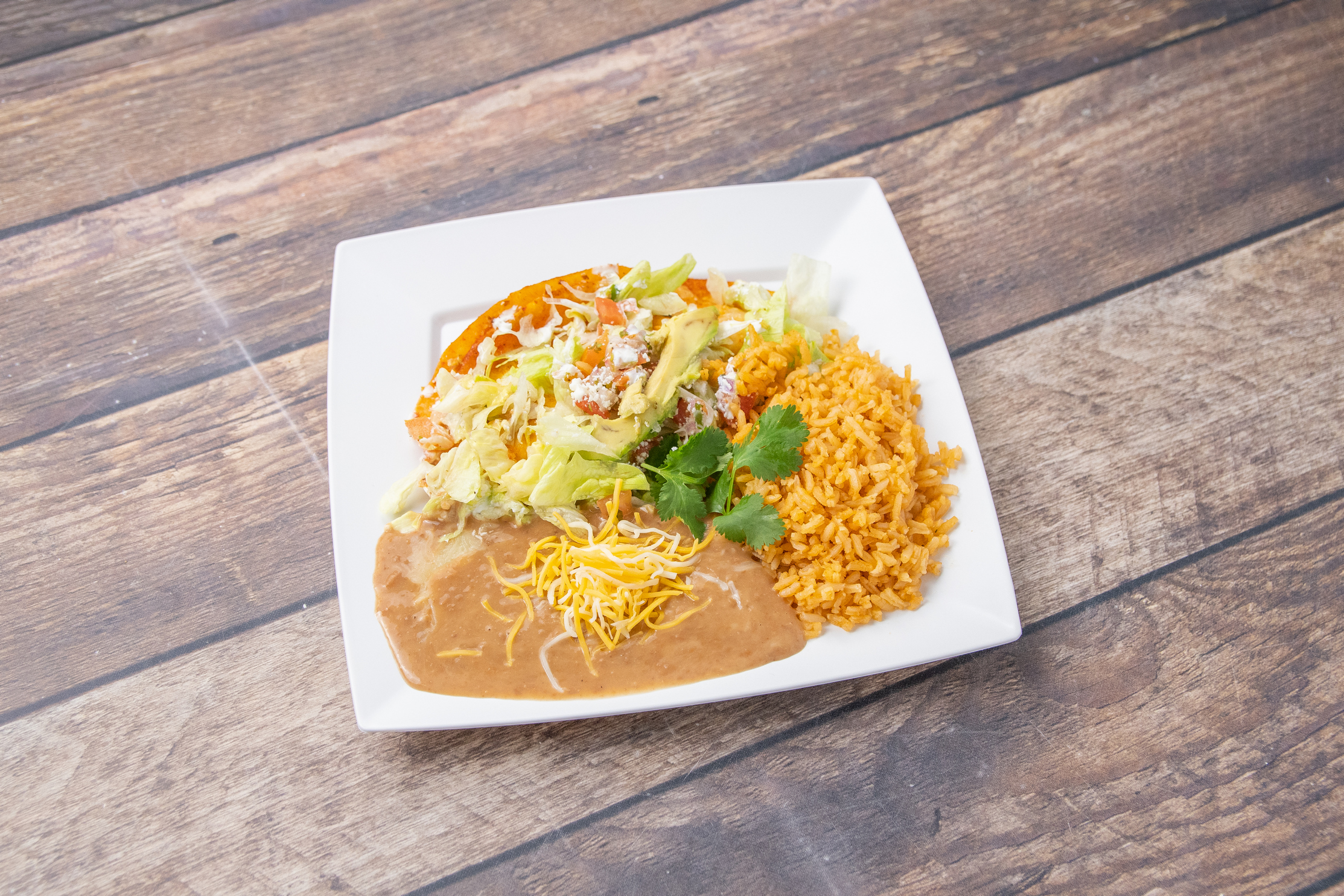 Order Enchilada Plate food online from Los Cachanillas Restaurant 2 store, Bay Point on bringmethat.com
