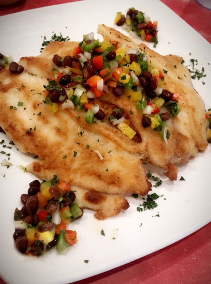Order Grilled Tilapia w/Blk Bean Salad food online from Fiesta mexicana store, Chicago on bringmethat.com