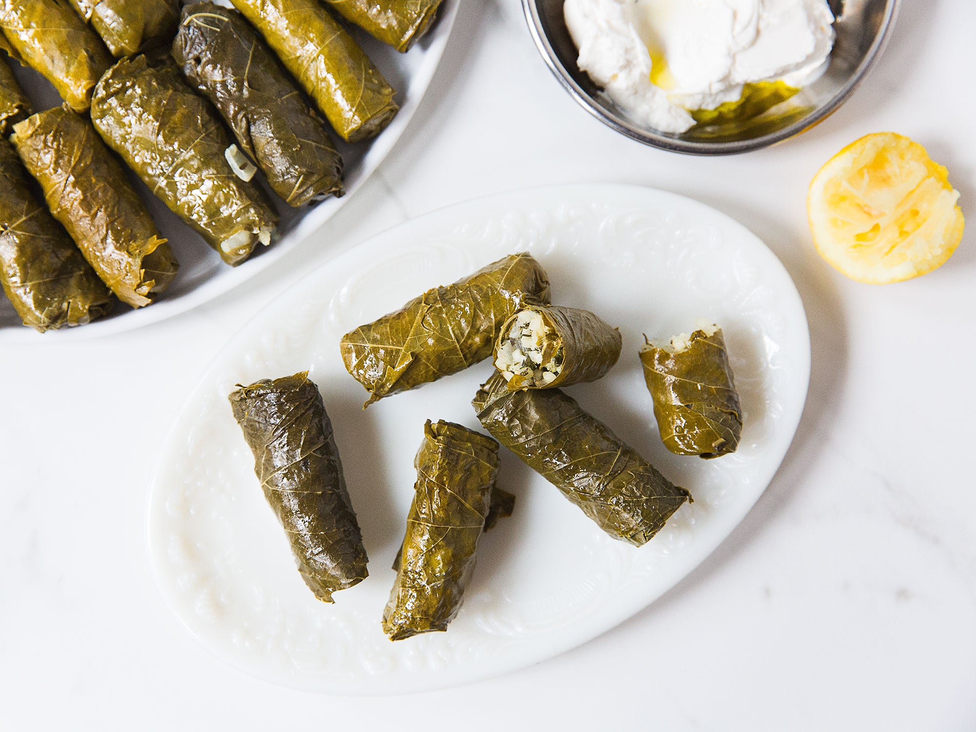 Order  5 pieces dolmas/grapleaves food online from Falafel Palace store, Los Angeles on bringmethat.com