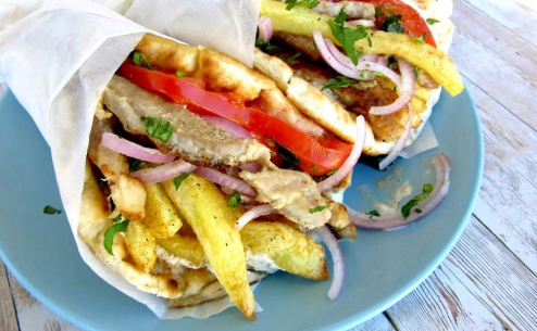 Order Souvlaki Wrap food online from Grecian Gyro store, Forest Park on bringmethat.com