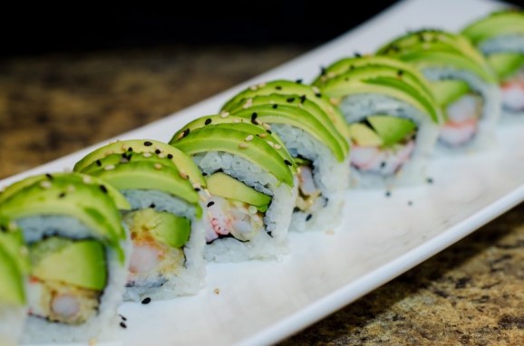 Order Green Dragon Roll (8 pcs) food online from Rainbow Sushi store, Germantown on bringmethat.com