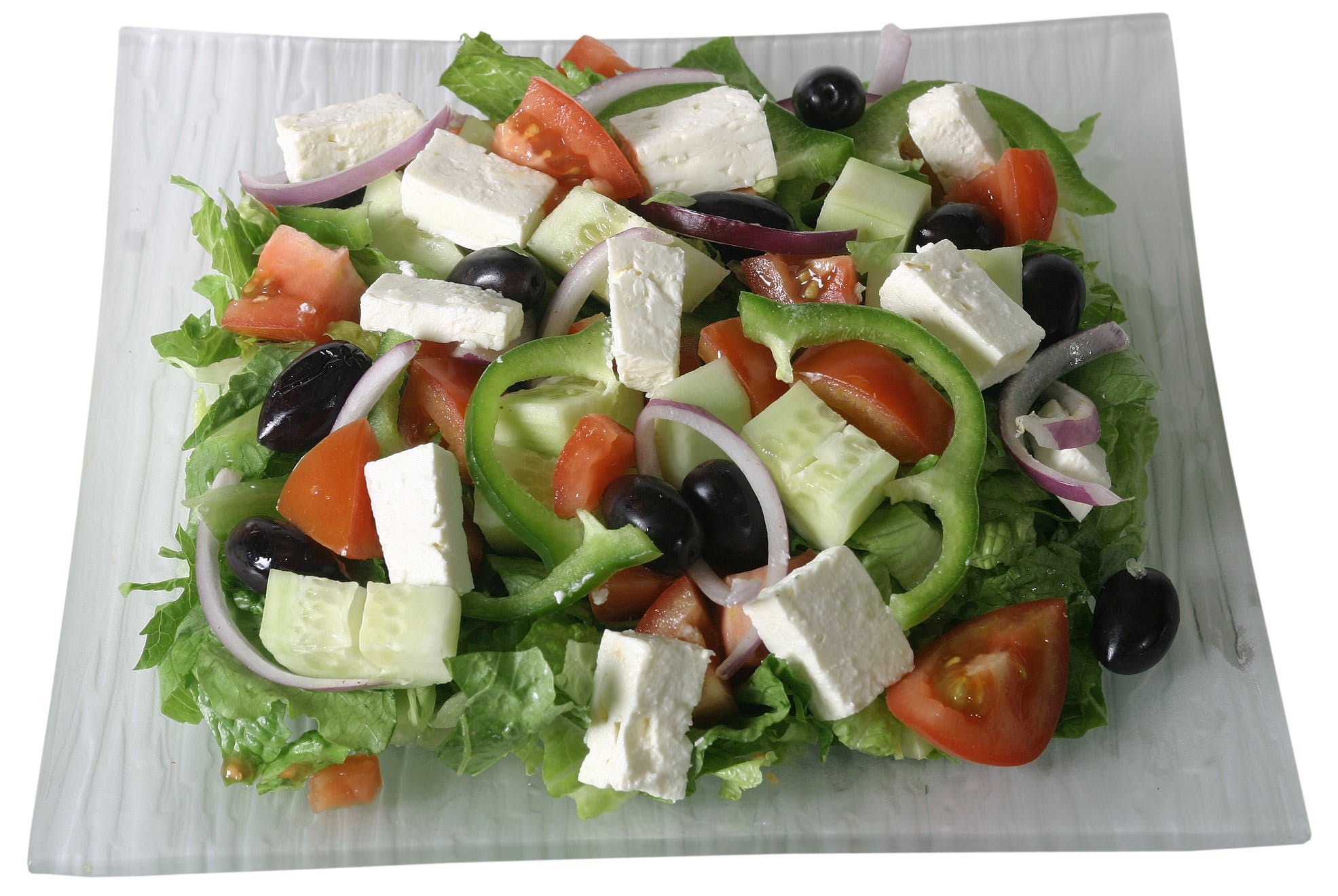 Order Greek Salad - Small food online from Crispy Crust store, Los Angeles on bringmethat.com