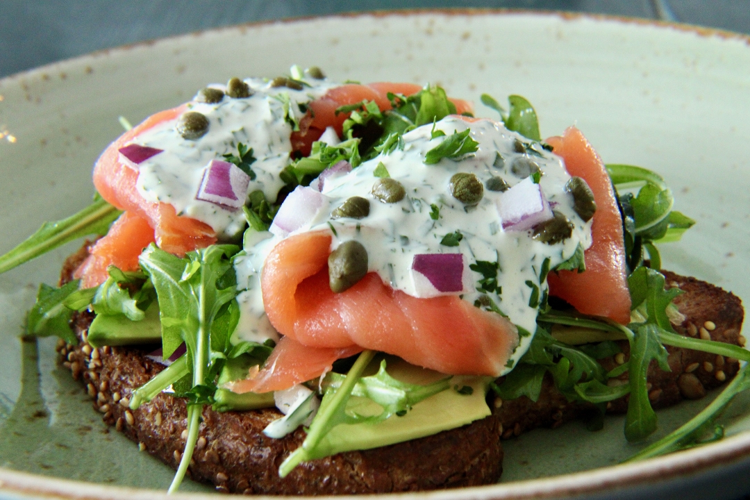 Order Smoked Salmon + Avocado Toast* food online from The Goddess and Grocer store, Chicago on bringmethat.com