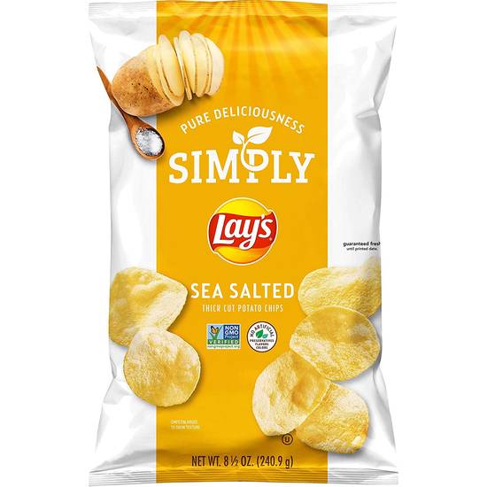 Order Simply Lay's Sea Salted Thick Cut Potato Chips food online from Deerings Market store, Traverse City on bringmethat.com