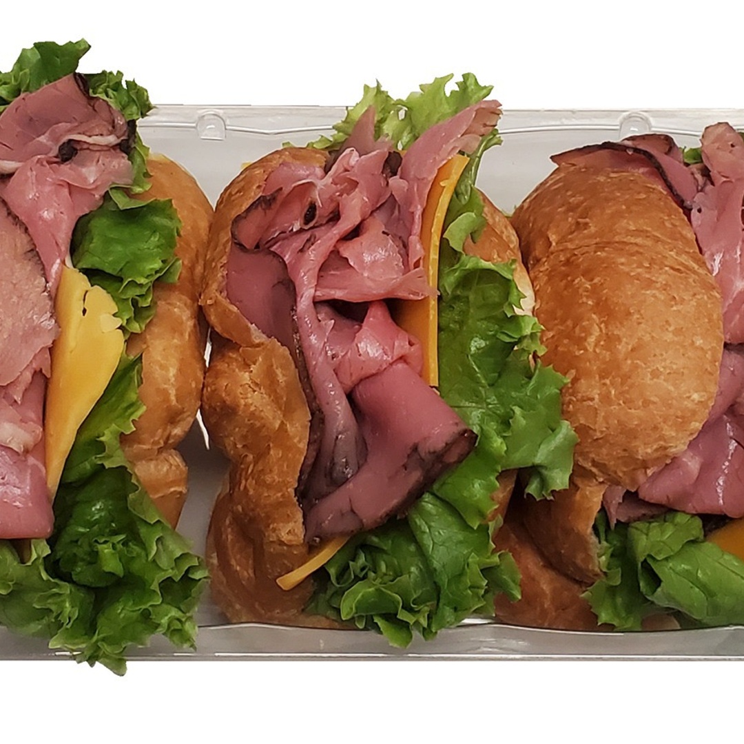 Order Roast Beef Croissant Sandwiches, 3 Ct food online from Save Mart Supermarket store, Carmichael on bringmethat.com