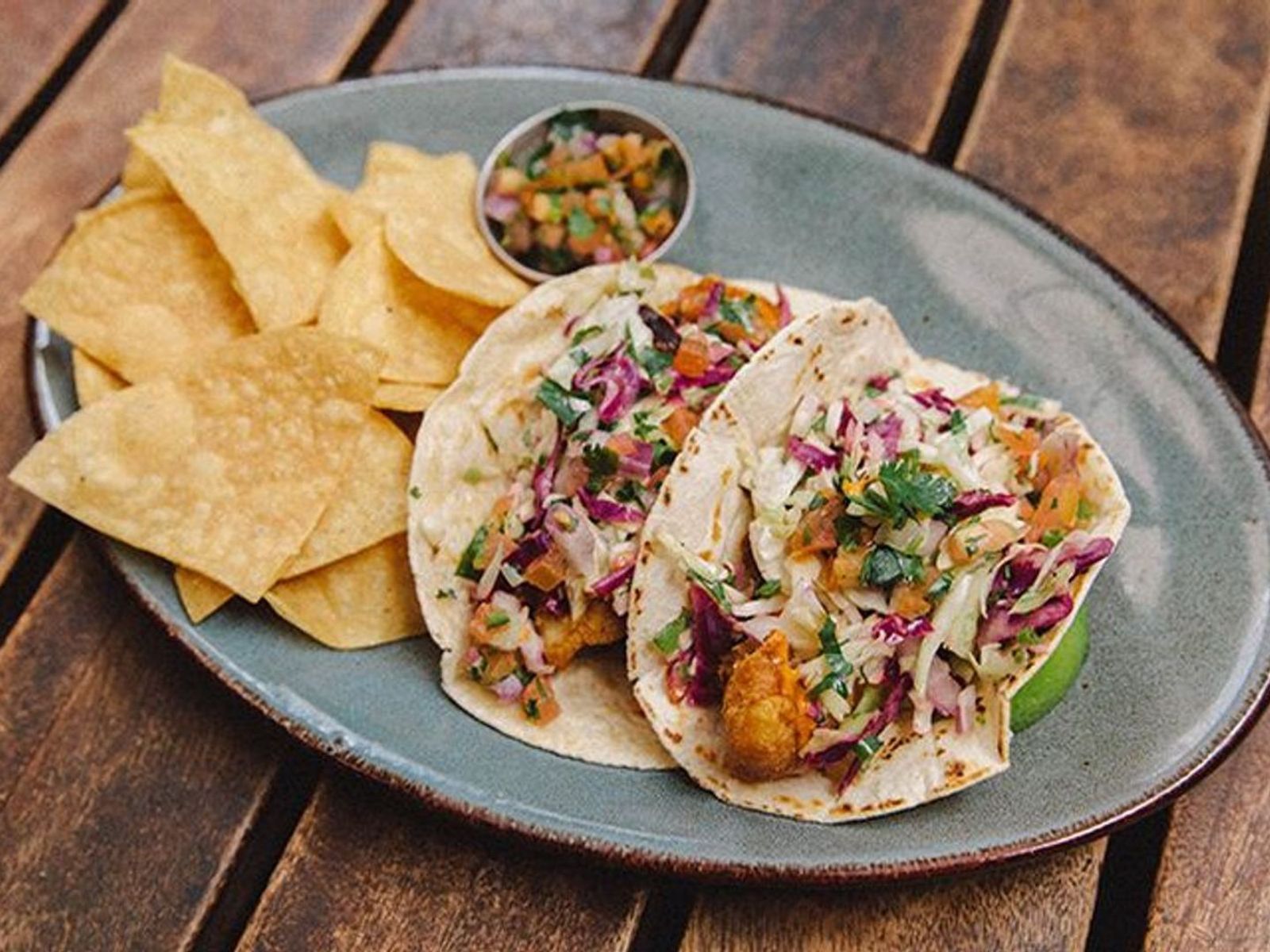 Order Baja Fish Taco* food online from Eureka! store, San Diego on bringmethat.com