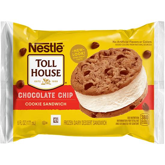 Order Nestle Tollhouse Vanilla Ice Cream Chocolate Chip Cookie Sandwich 6oz food online from Caseys Carry Out Pizza store, Charlestown on bringmethat.com