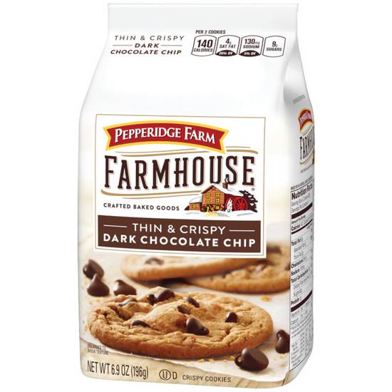 Order Pepperidge Farm Farmhouse Thin & Crispy Dark Chocolate Chip Cookies (6.9 oz) food online from Rite Aid store, Yamhill County on bringmethat.com
