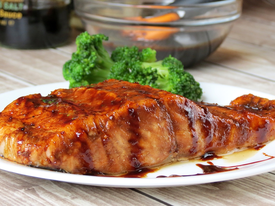 Order Bourbon Glazed Salmon food online from Captain’s Curbside Seafood store, Trappe on bringmethat.com