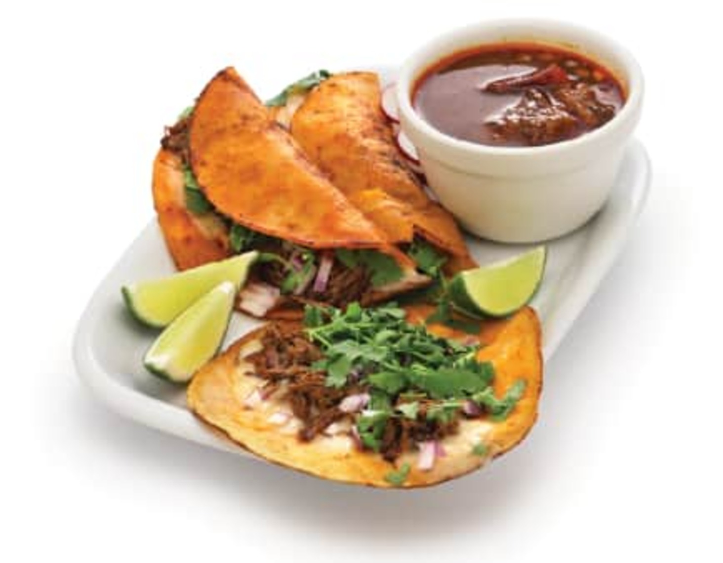 Order Quesabirria Tacos food online from High Tech Burrito store, Alamo on bringmethat.com